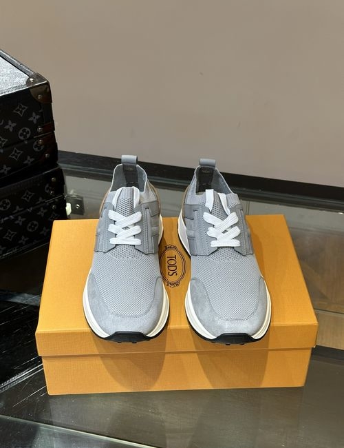 Tods Leather Casual Sneakers With Net Fabric