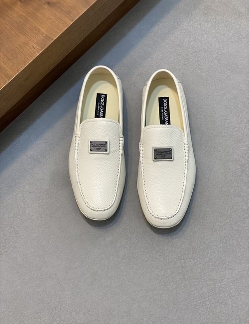 Dolce & Gabbana DG Litchi Grain Leather Loafers Hand Stitched