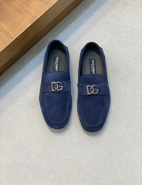 Dolce & Gabbana DG Litchi Grain Leather Loafers Hand Stitched