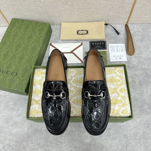 Gucci Metal G Buckle Loafers Burnished Leather Upper