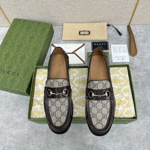 Gucci Metal G Buckle Loafers Burnished Leather Upper