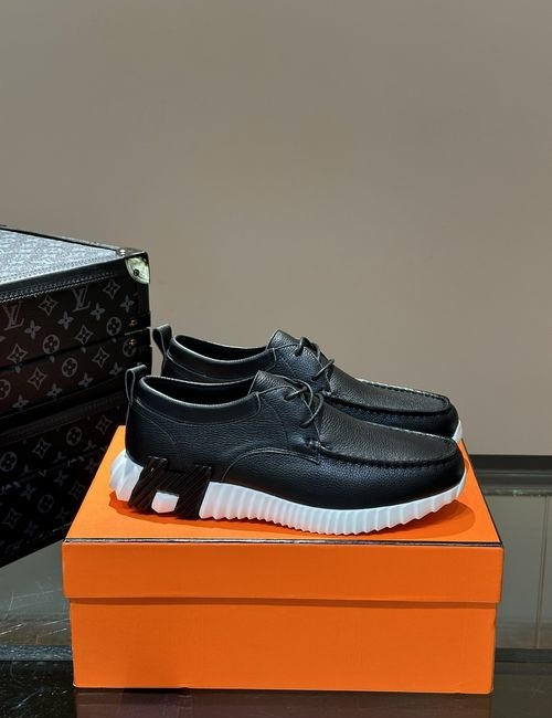 Hermes New Style Lace-Up Sneakers, Premium Leather, Comfortable