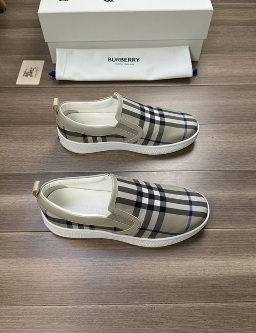 Burberry Patterned Fabric Leather Lined Casual Shoes