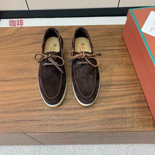 Loro Piana LP Lace-up Loafers Suede Leather Soft Sole