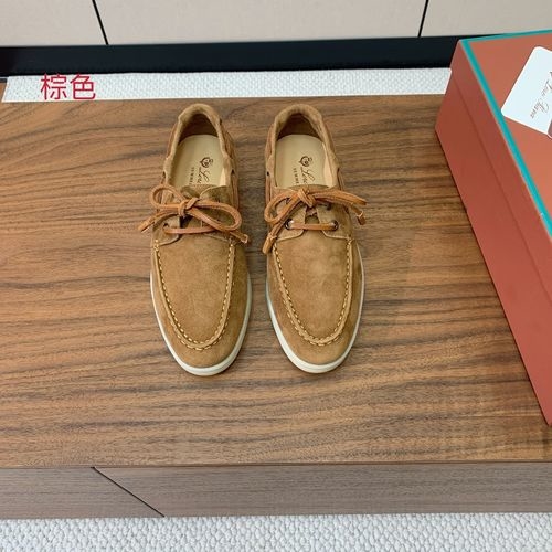 Loro Piana LP Lace-up Loafers Suede Leather Soft Sole
