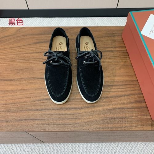 Loro Piana LP Lace-up Loafers Suede Leather Soft Sole