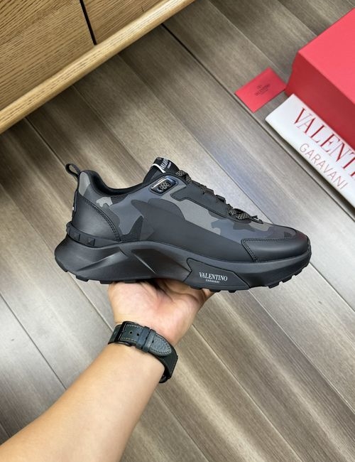 Valentino Calfskin Camouflage Canvas TPU Sole Shoes