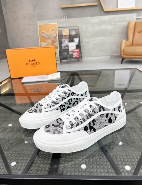 Hermes Genuine Leather Casual Sneakers