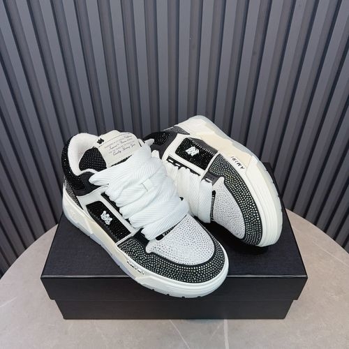 Ami Diamond-Studded Couple Sneakers With Thick Sole