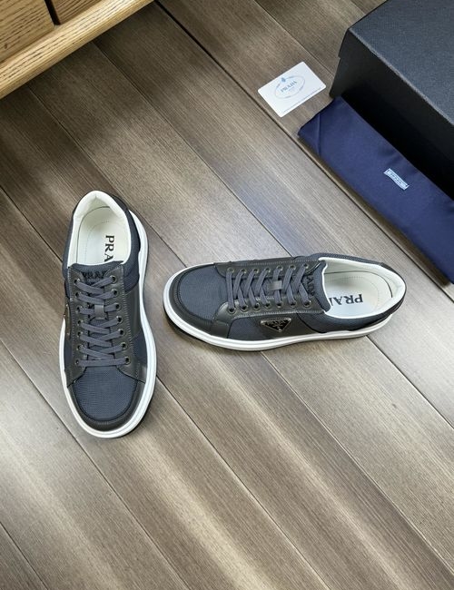 Prada Premium Leather Canvas Casual Shoes