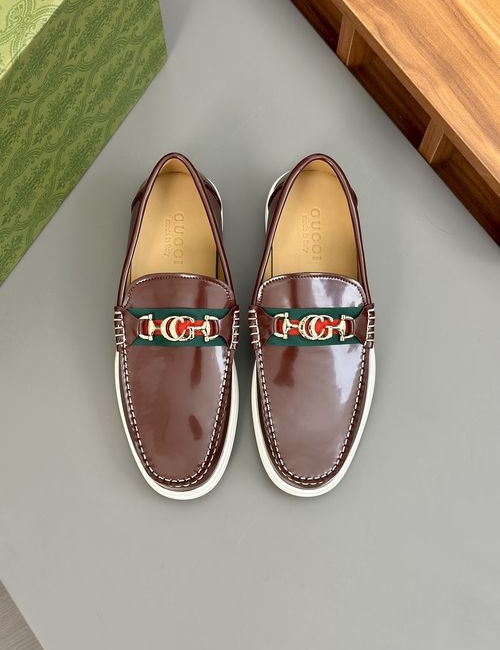 Gucci Handmade Leather Loafers Anti-odor Comfortable