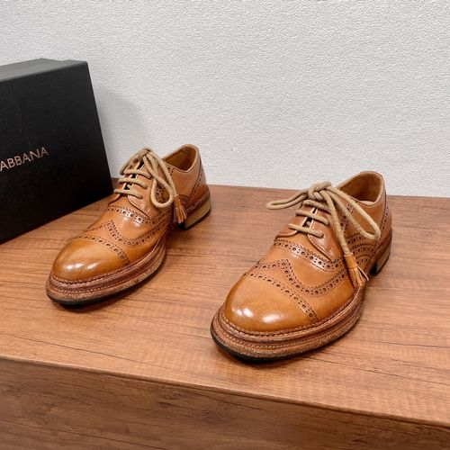 Dolce & Gabbana DG Brogue Carved Leather Derby Shoes