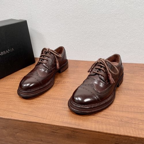 Dolce & Gabbana DG Brogue Carved Leather Derby Shoes