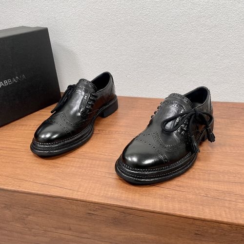 Dolce & Gabbana DG Brogue Carved Leather Derby Shoes