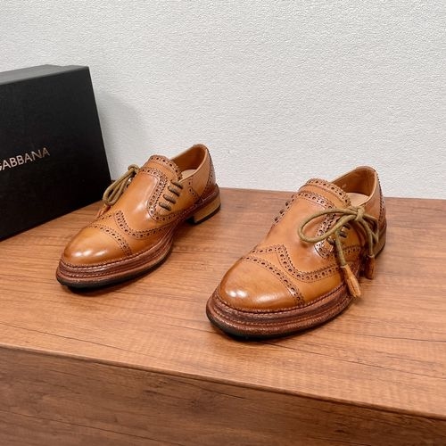 Dolce & Gabbana DG Brogue Carved Leather Derby Shoes