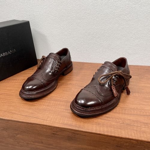 Dolce & Gabbana DG Brogue Carved Leather Derby Shoes