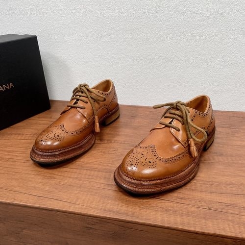 Dolce & Gabbana DG Brogue Carved Leather Derby Shoes