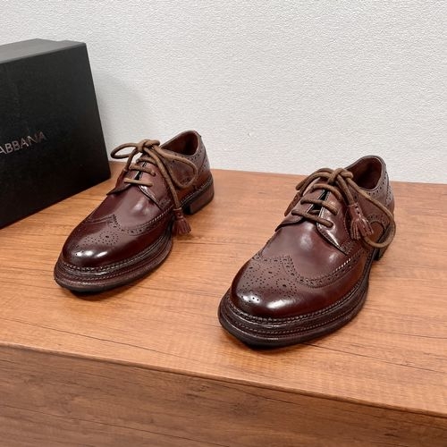 Dolce & Gabbana DG Brogue Carved Leather Derby Shoes