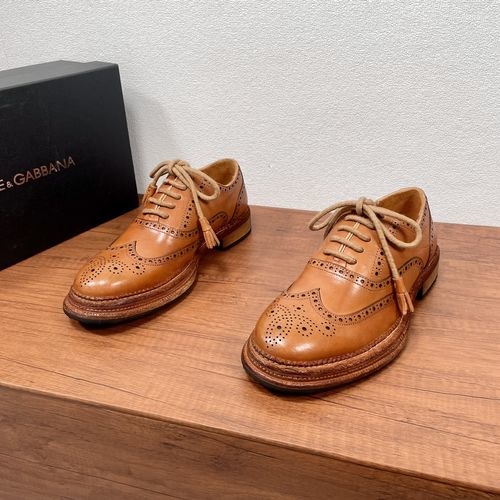 Dolce & Gabbana DG Brogue Carved Leather Derby Shoes