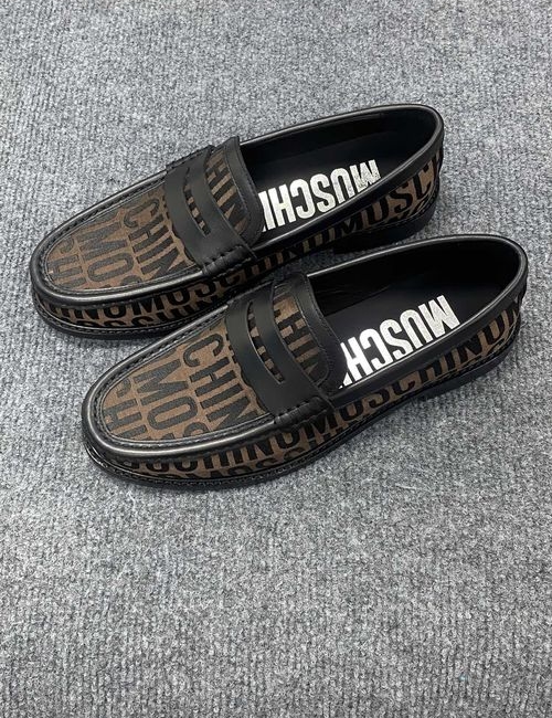 Moschino Allover Logo Leather Dress Shoes