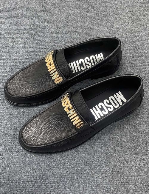 Moschino Allover Logo Leather Dress Shoes