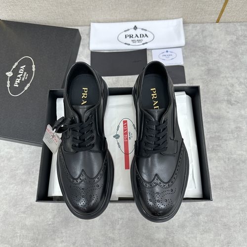 Prada Brogue Leather Sneakers With Air Cushion Sole