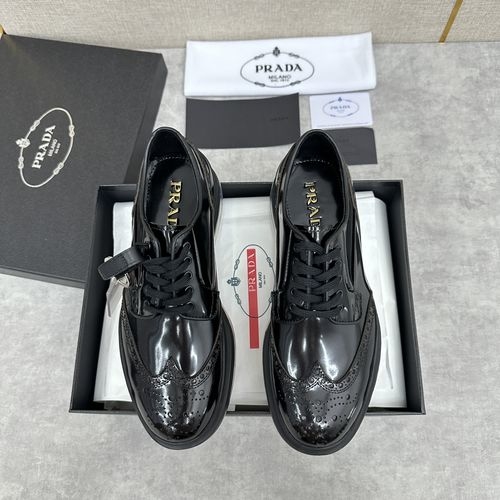 Prada Brogue Leather Sneakers With Air Cushion Sole