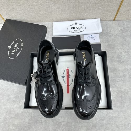 Prada Brogue Leather Sneakers With Air Cushion Sole