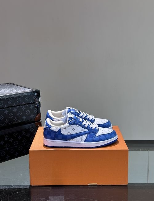 Louis Vuitton LV Canvas Leather Casual Sneakers Rubber Sole