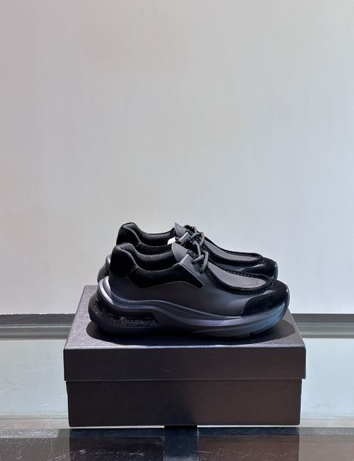 Prada Patent Leather Fabric Mesh Comfortable Sneakers