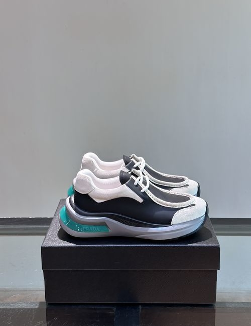 Prada Patent Leather Fabric Mesh Comfortable Sneakers