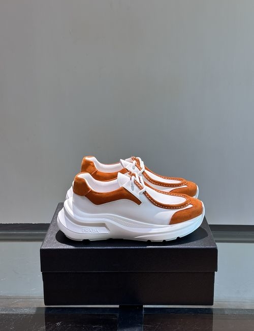 Prada Patent Leather Fabric Mesh Comfortable Sneakers