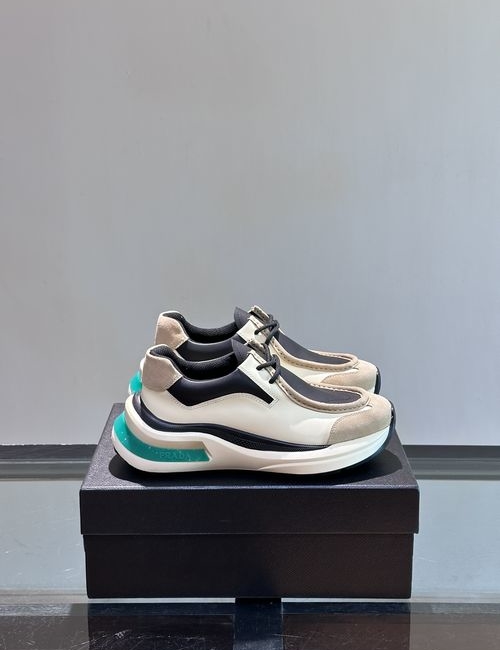 Prada Patent Leather Fabric Mesh Comfortable Sneakers