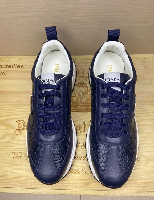 Prada Sneakers Cowhide Upper Rubber Sole Embossed Logo