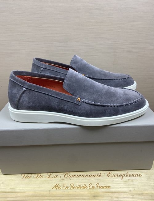 Santoni Suede Loafers With Rubber Outsole