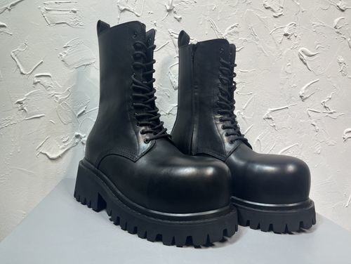 Balenciaga Latest Stooper Short Boots With Zipper, Leather Lining