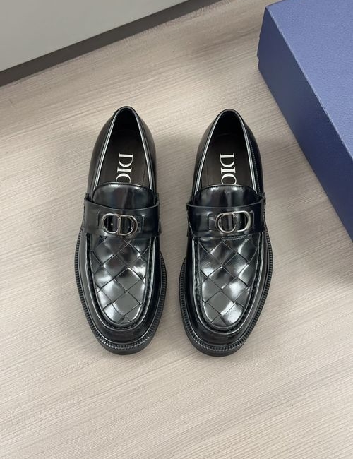 Christian Dior CD Moccasin Shoes Leather Gancio Buckle