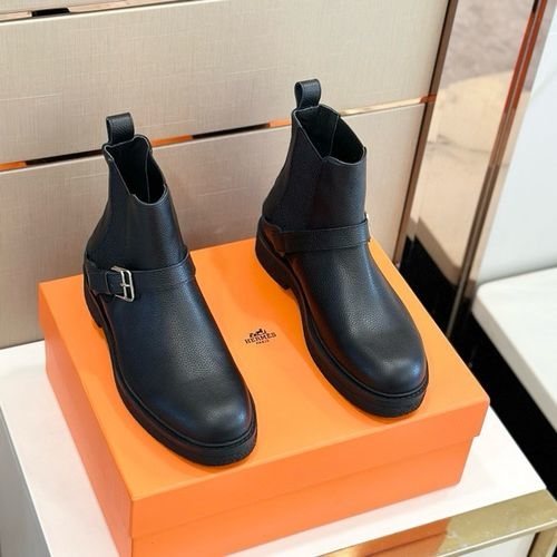 Hermes Calfskin Ankle Boots With Leather Lining