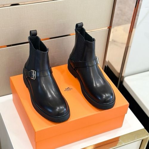 Hermes Calfskin Ankle Boots With Leather Lining