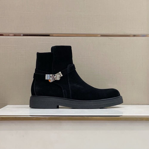 Hermes Calfskin Ankle Boots With Kelly Buckle
