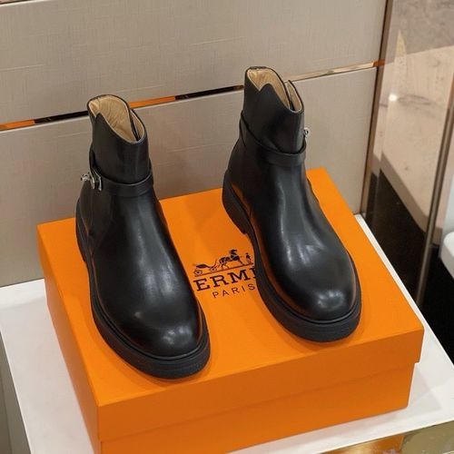 Hermes Calfskin Ankle Boots With Kelly Buckle