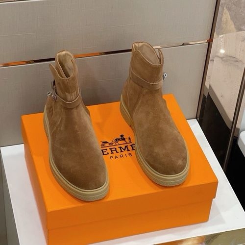 Hermes Calfskin Ankle Boots With Kelly Buckle