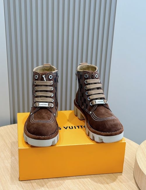 Louis Vuitton LV Checker Combat Boots With Calfskin Rubber Outsole
