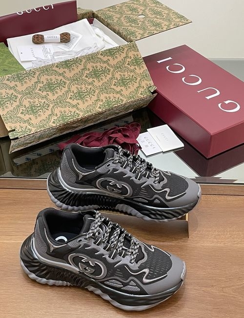 Gucci Ripple Calfskin Mesh Sneakers