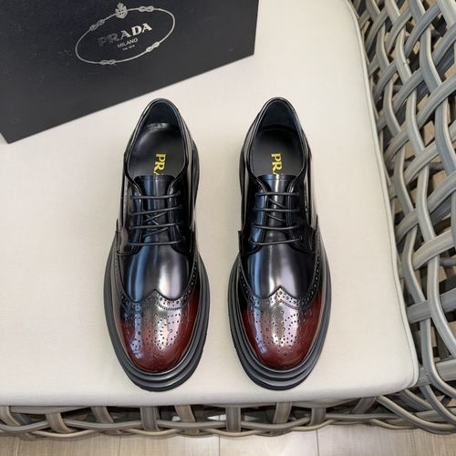 Prada Brogue Carved Leather Derby Shoes