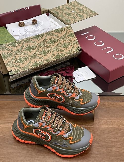 Gucci Ripple Calfskin Mesh Sneakers