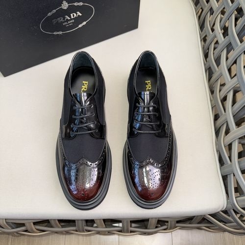 Prada Brogue Carved Leather Derby Shoes