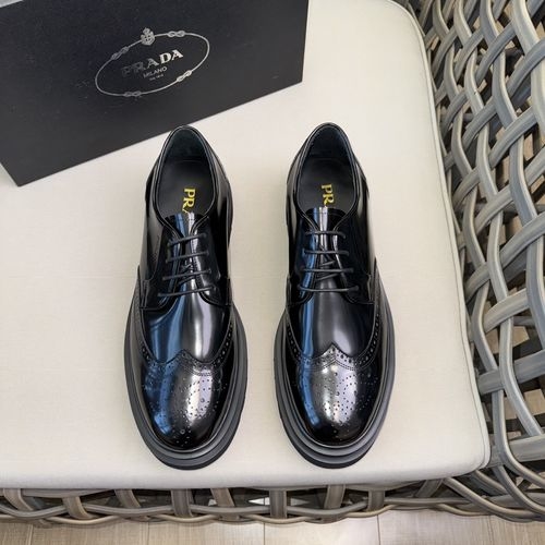 Prada Brogue Carved Leather Derby Shoes