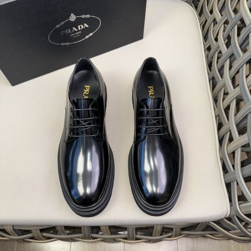 Prada Brogue Carved Leather Derby Shoes