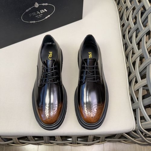 Prada Brogue Carved Leather Derby Shoes
